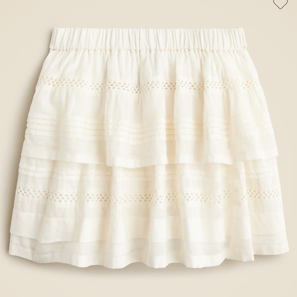 Crewcuts Girls' eyelet tiered skirt in cotton voile in ivory